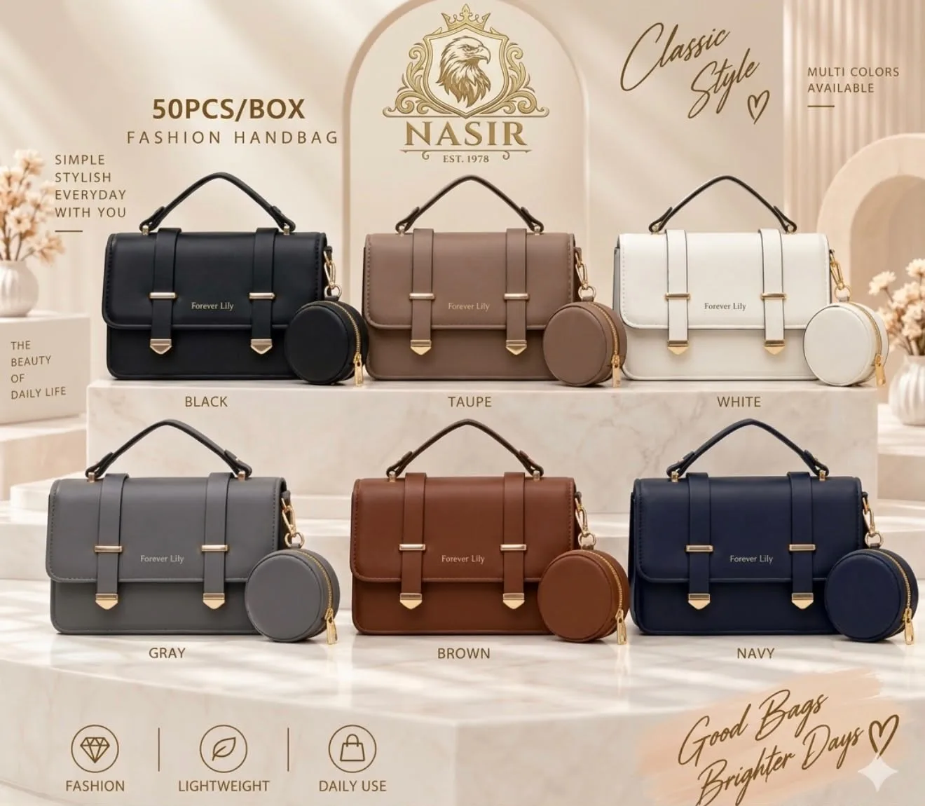 leather fashion handbag